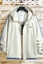 JK6001/P60春装新款挂拍撞色连帽夹克男宽松大码外套上衣控78图片