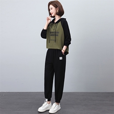 加绒休闲套装女2024秋冬季新款减龄加厚保暖卫衣卫裤运动服两件套，女装套装/套裙，独衣靓