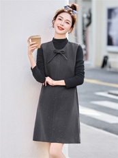 亮片背心两件套连衣裙女春季气质高级感洋气显瘦打底衫套装裙子，女装套装/套裙，冬木谷雨