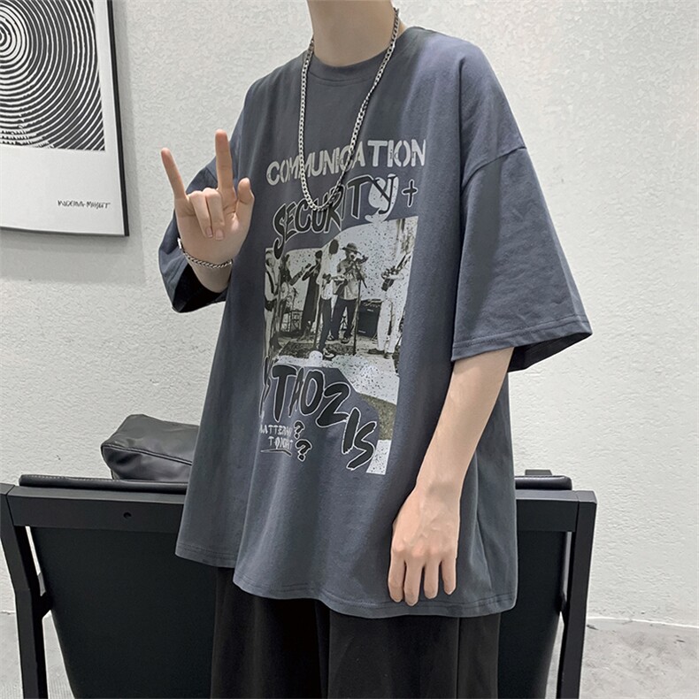 wassuphappy纯棉短袖t恤男夏季2025新款潮牌休闲半袖美式五分袖,男装T恤,星座1013