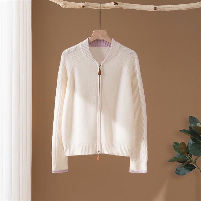 2025年秋季新款百搭女士长袖圆领开衫，女装羊绒衫，澳冬特羊绒