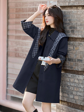 现货新款秋新款韩版时尚宽松休闲活帽女今年流行短外套炸街风衣，女装风衣，韩美纤衣