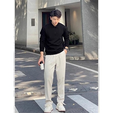 抖音得物高品质二开230克精梳珠地光版纯色宽松长袖T恤翻领POLO衫，男装T恤，电商A443