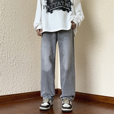 美式复古牛仔裤男秋季宽松潮牌ins高街vibe拖地裤子N08821-P43，男装牛仔裤，星座308B-1