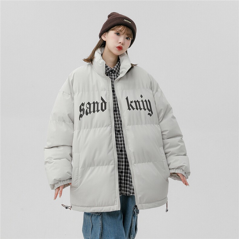 中性风冬季时尚百搭宽松字母印花潮流棉服外套MY2083特批65控98,男装棉衣,A247A