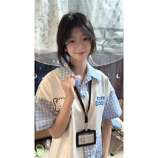 【有货】BK934CC-特P39学院风小狗刺绣假两件POLO领短袖T恤男女，男装T恤，星座1007（原301D）