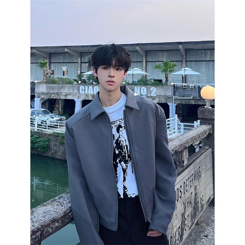 网图有货Cleanfit西装垫肩夹克飞行翻领短款外套男A296-P70,男装夹克,星座1505