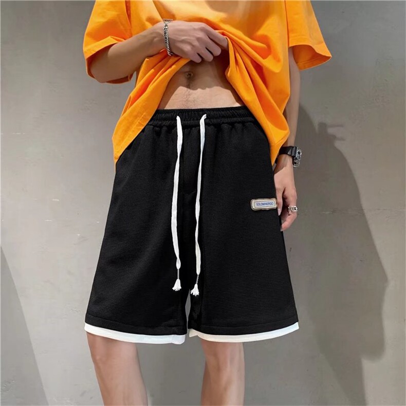 华夫格休闲短裤男女夏季百搭薄款宽松阔腿宽松运动裤子D3004-p22,男装牛仔裤,星座1008-2