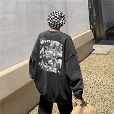 2024新款秋装复古美式水洗做旧宽松圆领卫衣301B-JB7891-P58，男装卫衣，星座301B