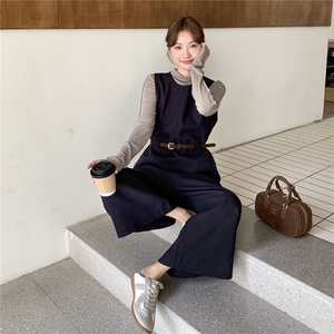 时尚套装女2025秋季新款设计感小众宽松显瘦马甲衬衫阔腿裤三件套图片