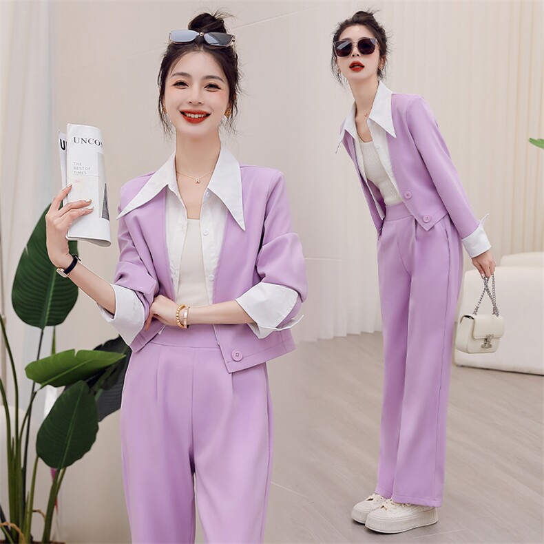 2025气质休闲小个子阔腿裤两件套女时尚洋气新款减龄,女装套装/套裙,韩美纤衣