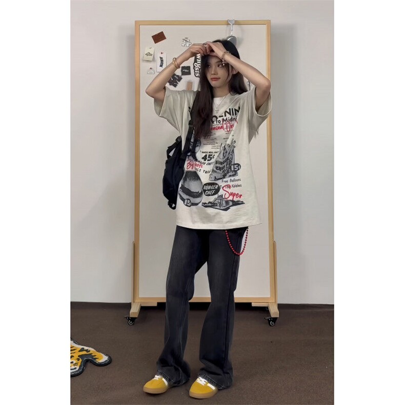 【有货】1274CC-特P28汉堡薯条印花短袖t恤男女,男装T恤,星座1007（原301D）