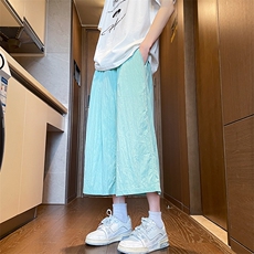 8XL-M特大码阔腿山本裤冰丝裤男薄七分裤褶皱慵懒凉凉裤K977P45，男装牛仔裤，电商D206-1