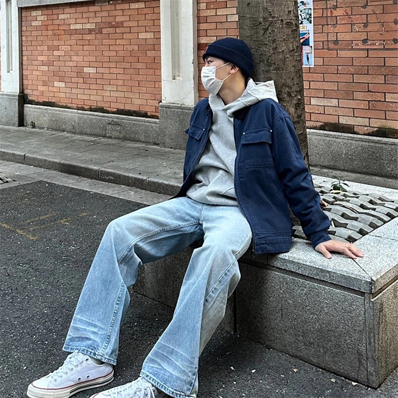 26春装高品质老钱风翻领牛仔夹克男女美式潮牌工装风宽松复古外套图片