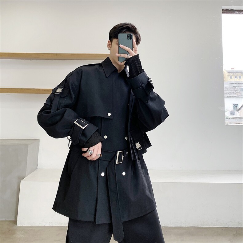 秋季新款小众设计师西装领中长款风衣外套男潮A345-617-P145,男装西服套装,电商A345