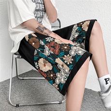 1港风大码M-5XL日系刺绣民族风潮五分裤男士中裤DK7791P45控69，男装牛仔裤，星座226-2