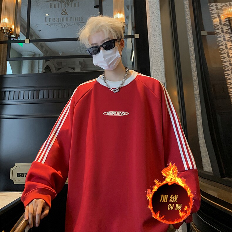 抖音得物供货提供视频秋冬重磅美式宽松织带圆领卫衣0309,男装卫衣,电商A486