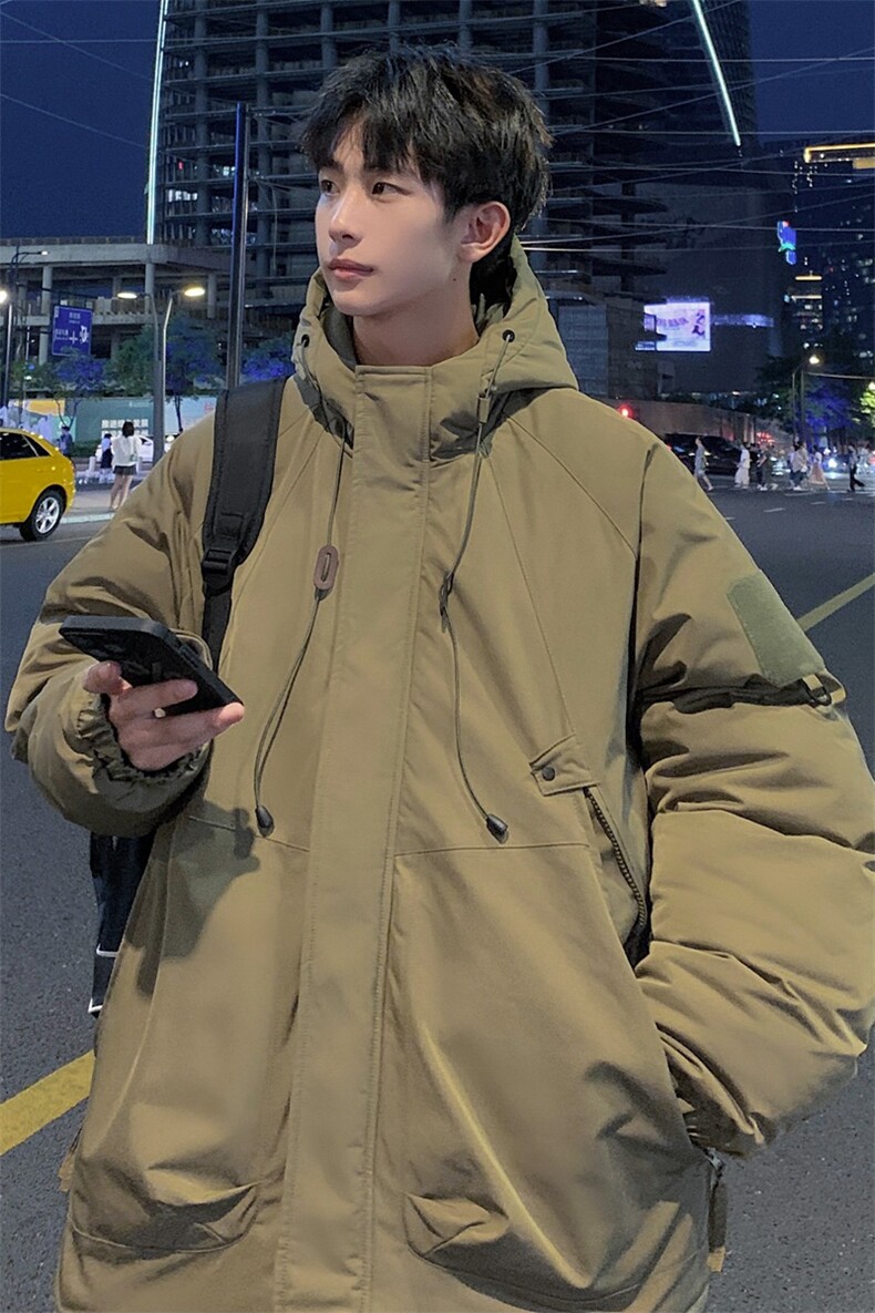 港风潮牌工装棉衣男休闲连帽棉服秋冬加厚保暖冲锋衣棉衣外套连帽,男装棉衣,电商A409-1