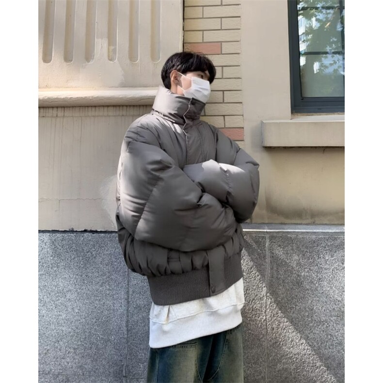 美式高街棉服男冬季痞帅宽松面包服外套潮牌设计感棉衣图片