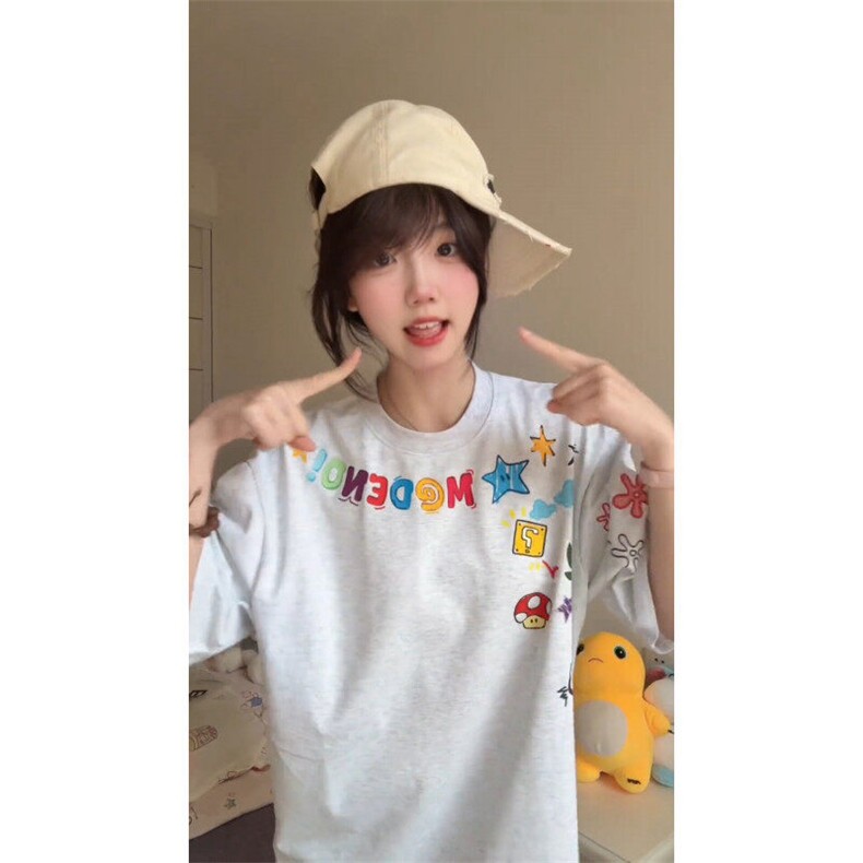 【有货】BK900CC-特P28美式涂鸦卡通印花短袖T恤男女,男装T恤,星座1007（原301D）