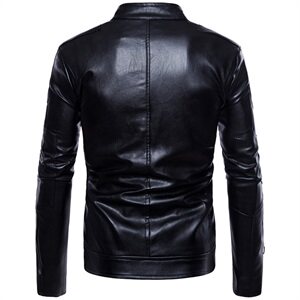 2021春季新款外贸大码男装立领机车皮衣型男皮夹克1812-B025-P95图片