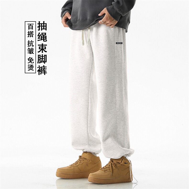 日系潮牌休闲百搭长裤拖地裤显瘦显高直筒高级灰X1695-特批39,男装休闲裤,星座718