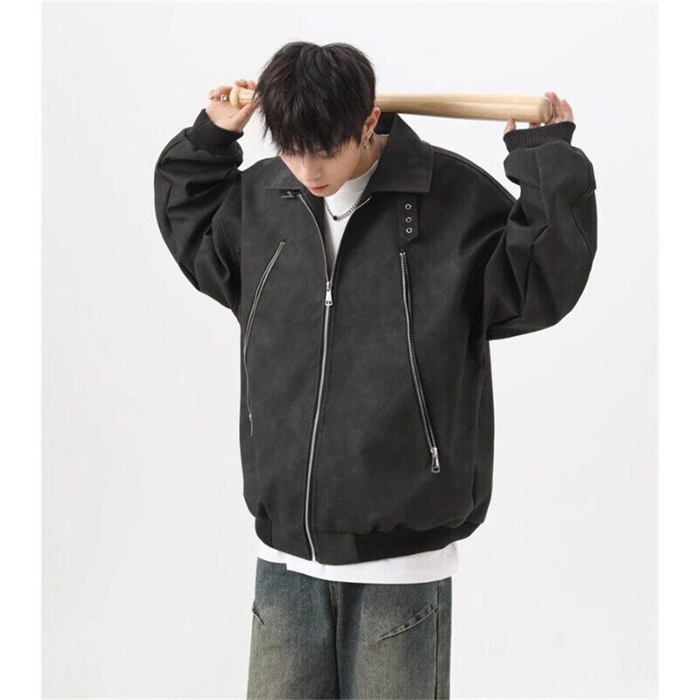 W9517-P83网图现货美式高街高品质潮流PU皮夹克外套机车上衣,男装夹克,星座1608-2