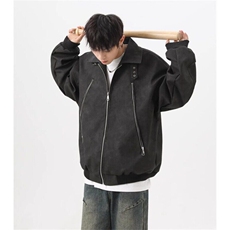 W9517-P83网图现货美式高街高品质潮流PU皮夹克外套机车上衣，男装夹克，星座1608-2