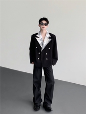 现货25秋冬男士蕾丝拼接雪花扣礼服华丽风西装外套xz168-p168，男装西服，电商B288
