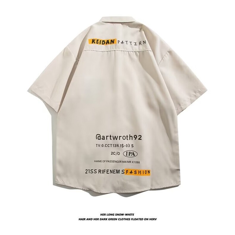夏季字母印花高品质短袖衬衫开衫C1293p33,男装衬衫,星座1013