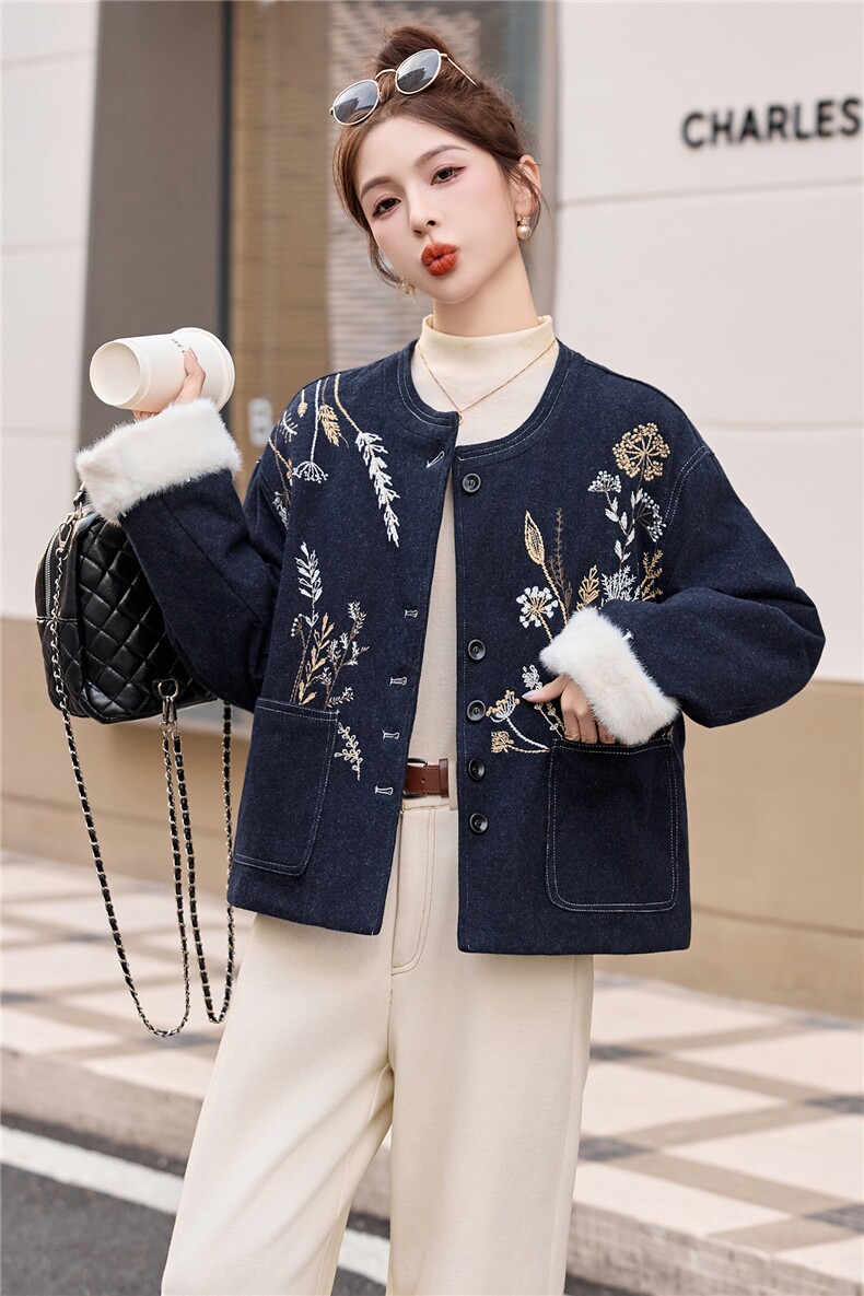 现货主推2025年冬季新款國风羽绒服外套女,女装羽绒服,曼娅璐