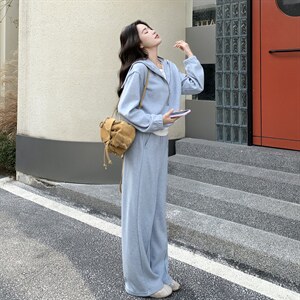春装新款 蓝色针织套装上衣假两件2C153-8939-P175K288图片