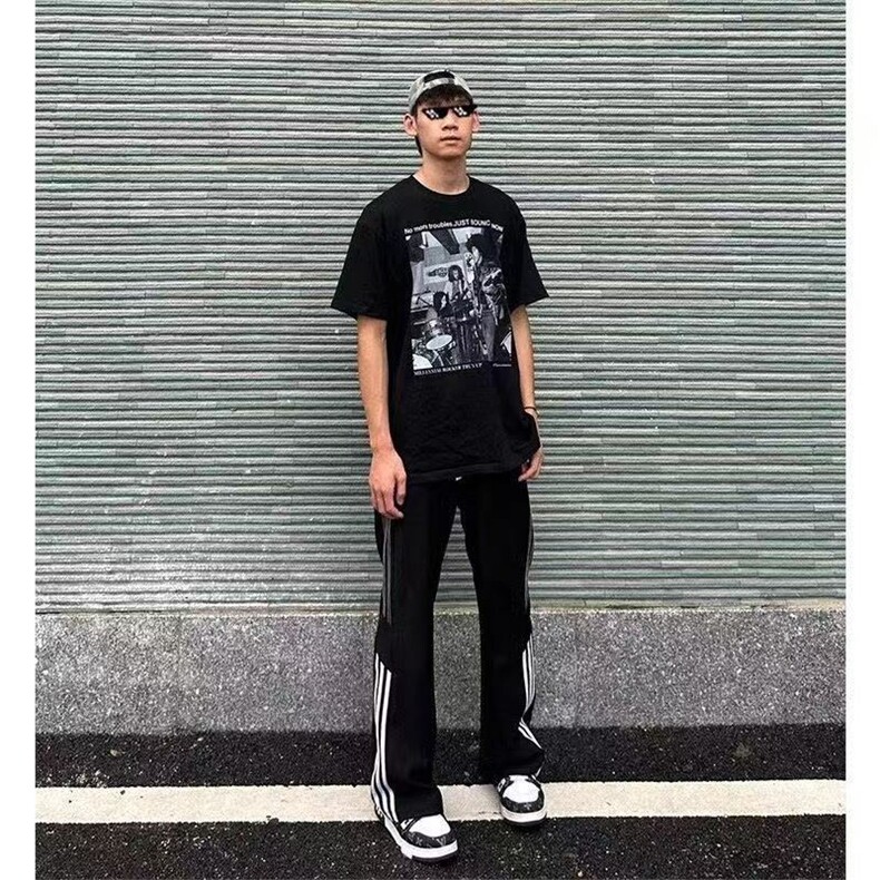 春季复古高街织带条纹休闲裤新款百搭设计款情侣直筒裤WLA600-P36,男装休闲裤,星座1008
