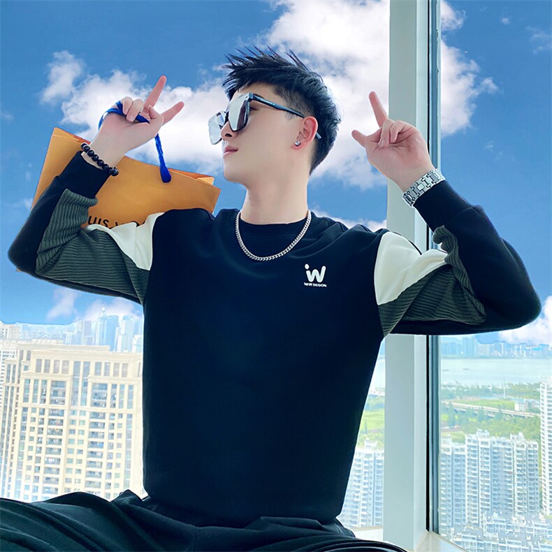 AW11/P58控78秋季社会小伙潮流拼色时尚内搭外穿长袖卫衣男白首,男装卫衣,星座305B-1