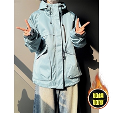 现货5W件冬季三防美式boxy解构连帽雪山冲锋衣棉衣男女棉服厚外套，男装夹克，电商A486