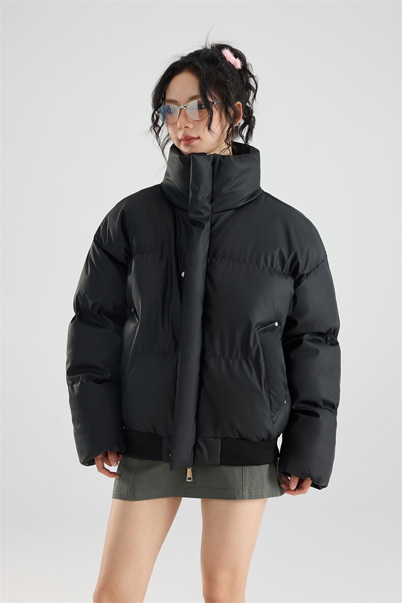 冬季clean立领棉服中性加厚PU皮短款棉衣HZ8810-特P72不议价,男装棉衣,星座610B-1