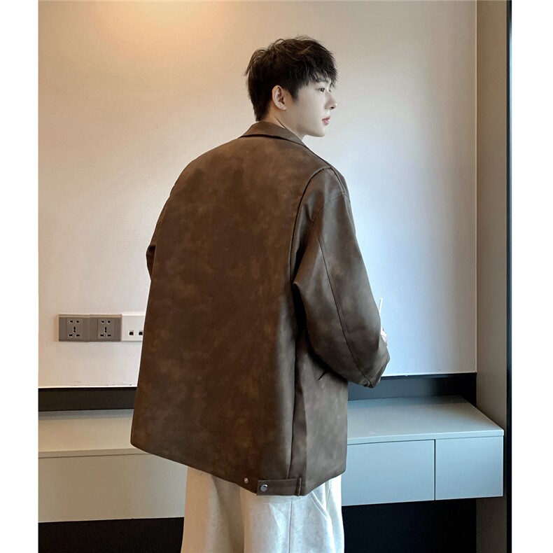 港风美式PU皮复古面料立体裁剪设计皮衣夹克男JK77913P95控148,男装夹克,星座226-1