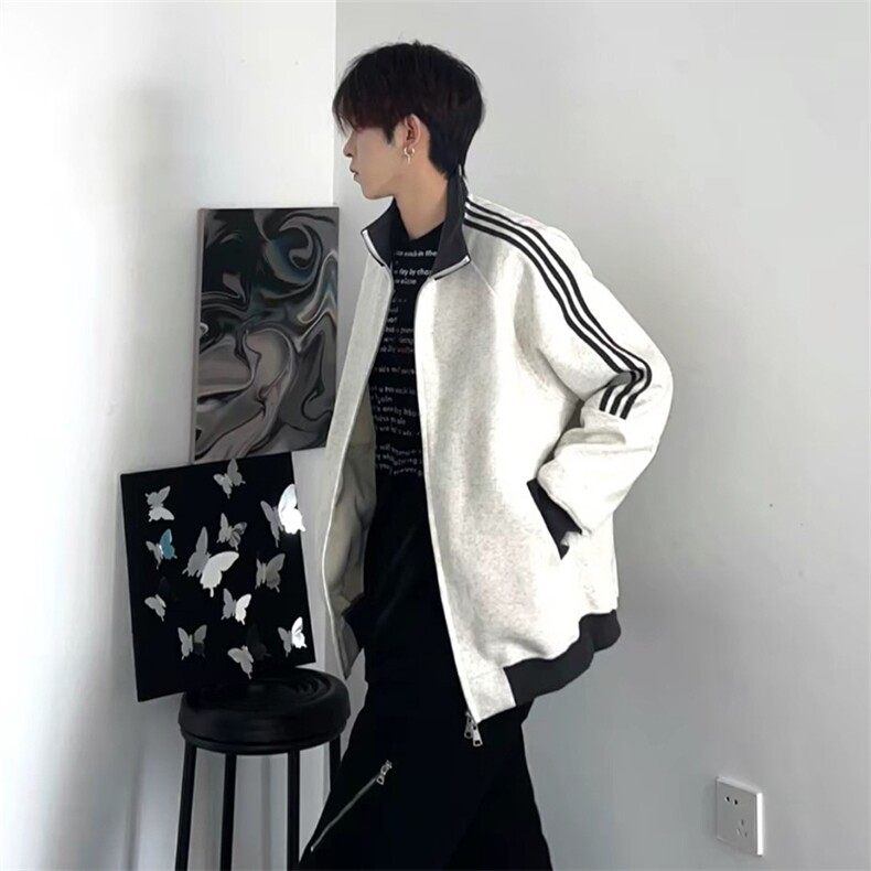 抖音得物高品质26春装美式高街重磅结构拼接织带立领卫衣外套CM42,女装短外套,电商A486