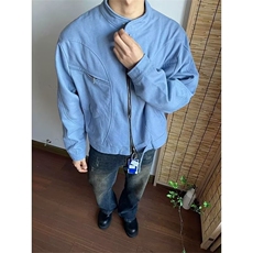 美式重磅水洗夹克男宽松痞帅高级感短款牛仔外套外穿潮JW9333，男装工装外套，星座516A