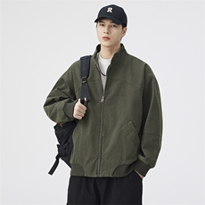 美式cleanfit教练飞行夹克男款秋季高级感廓形短款外套立领棒球服，男装夹克，电商A157B