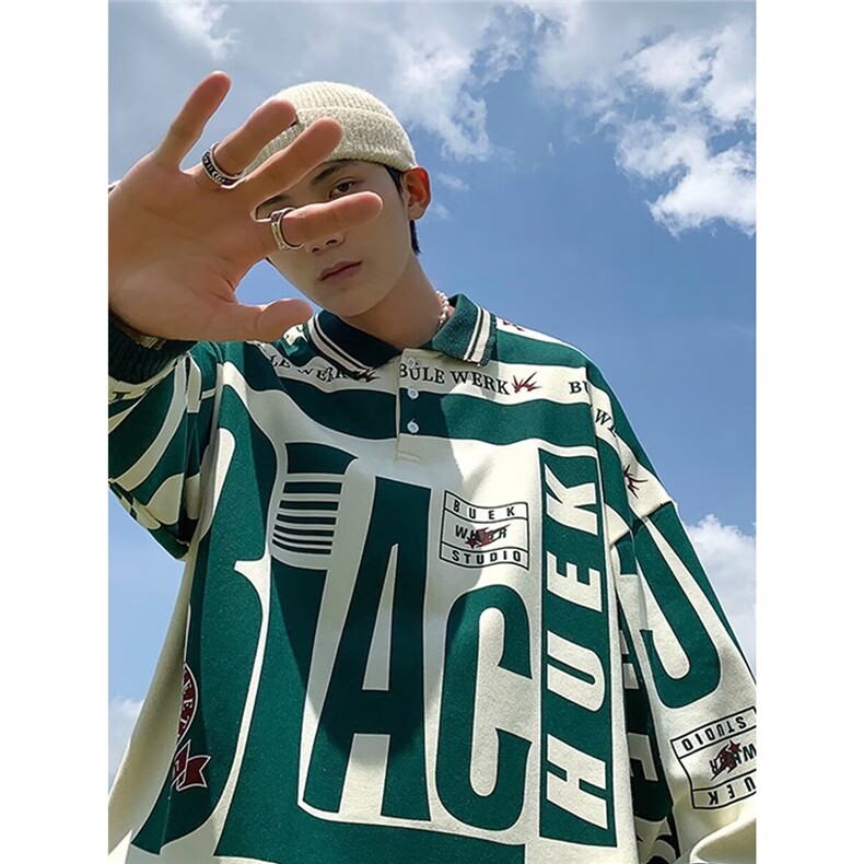 青少年春季美式高街翻领卫衣男字母印花薄款文艺长袖潮常规标准,男装卫衣,星座1210-1