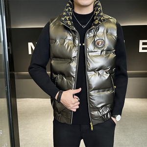 新款男士亮面羽绒马甲加厚款防寒佳品309B-3-8857-P110图片