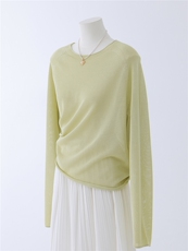 亲肤麻无缝一体圆领罩衫，女装针织衫/毛衣，优麦羊绒（原洪叶羊绒）