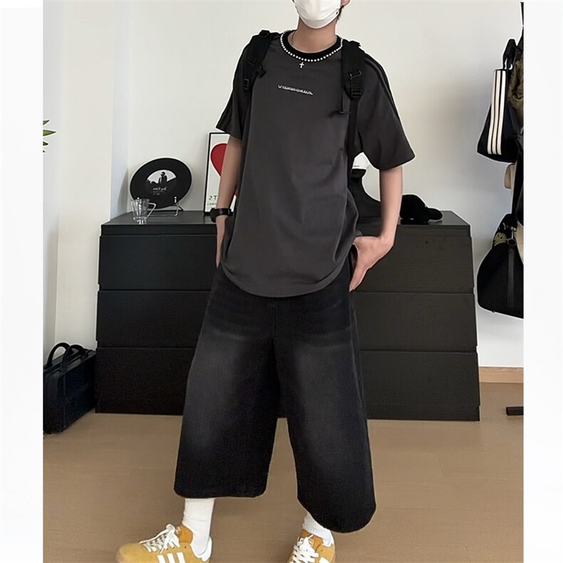 24T101-特P45夏装潮流圆领领口手工钉珠装饰男女短袖T恤,男装T恤,电商B327