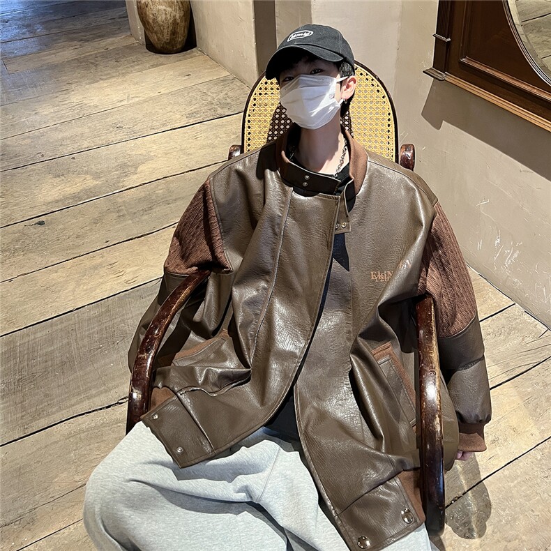 港风肩膀民族风大码夹克男情侣皮衣男女外套男JK8756P110控149，男装夹克，星座226-1