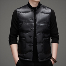 风羽绒服唐装马甲90绒羽绒服男复古盘扣中式唐装TR2816-P145，男装羽绒服，星座1105-3