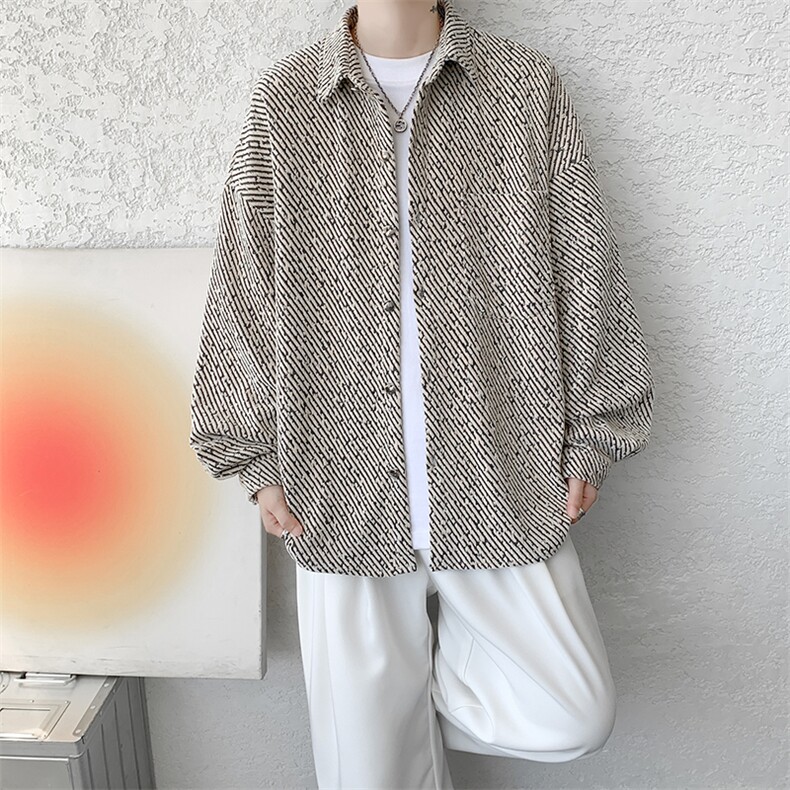 衬衫男秋季新款港风宽松大码小香风长袖衬衣CS7002-P42，男装衬衫，星座214-3