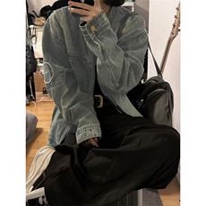 【有货】美式复古水洗做旧牛仔外套男女春秋短款夹克W353WW-特P75，男装夹克，星座1007（原301D）