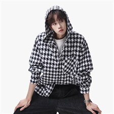 衬衫男春季新款港风宽松连帽大码格子长袖衬衣CS1981-P42，男装衬衫，星座214-3