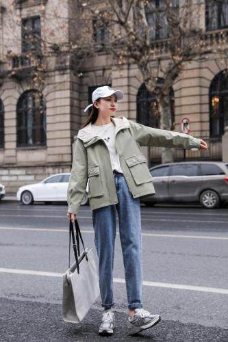 水洗休闲外套，女装，百变诱惑